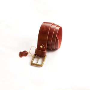 Real Leather Belt Brass Buckle Bordo Color